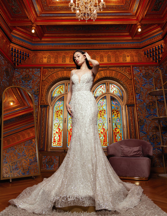 Rochie De Mireasa Cu Broderie Din Pietre Si Cristale