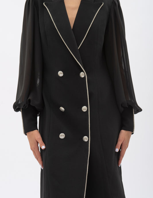 Rochie Midi Tip Sacou La Două Rânduri