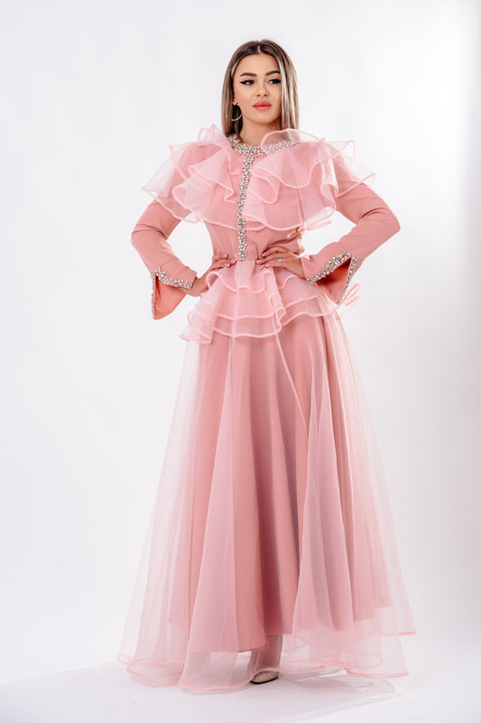 Compleu din Două Piese – Fustă și Bluză cu Volane