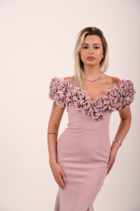 Rochie eleganta de seara cu trandafiri