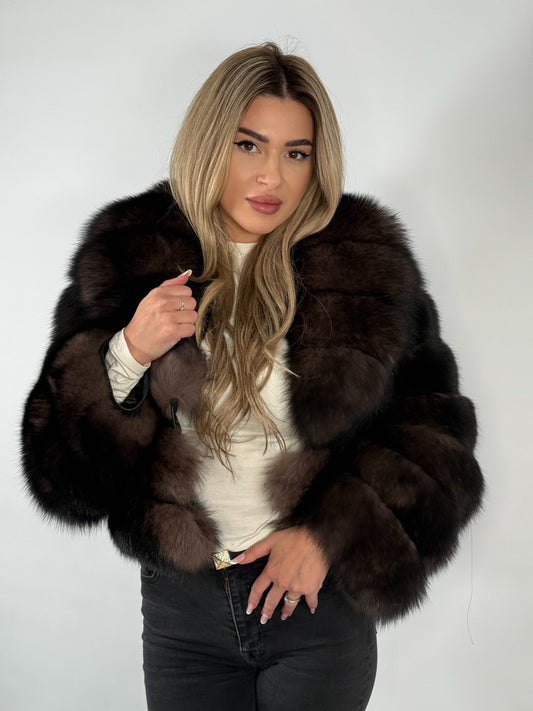 Haină din Blană Naturală de Vulpe – Gold