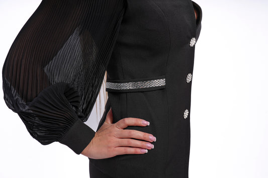 Set Elegant cu Mâneci Bufante și Nasturi cu Pietre