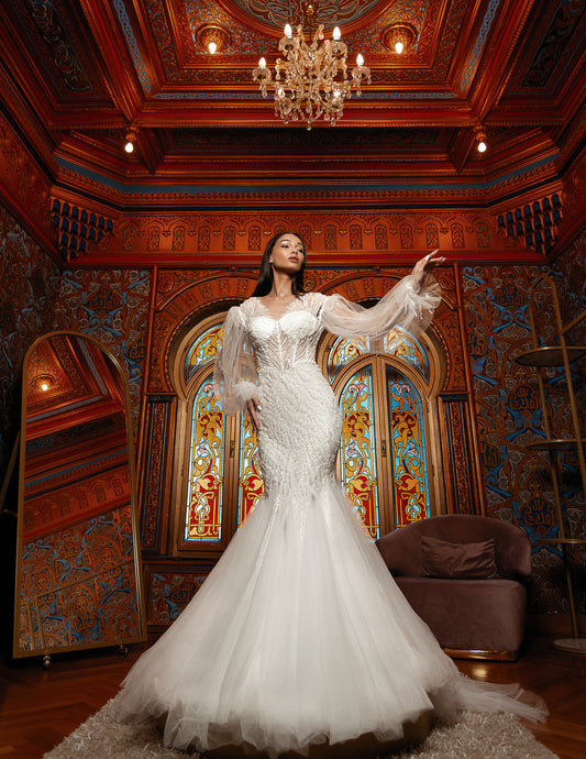 Rochie De Mireasa Cu Maneci Bufante