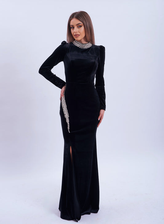 Rochie de Seara din Catifea cu Cristale