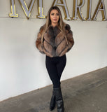 Haina din blana naturala de vulpe V model Haina din blana naturala de vulpe V model
