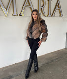 Haina din blana naturala de vulpe V model Haina din blana naturala de vulpe V model