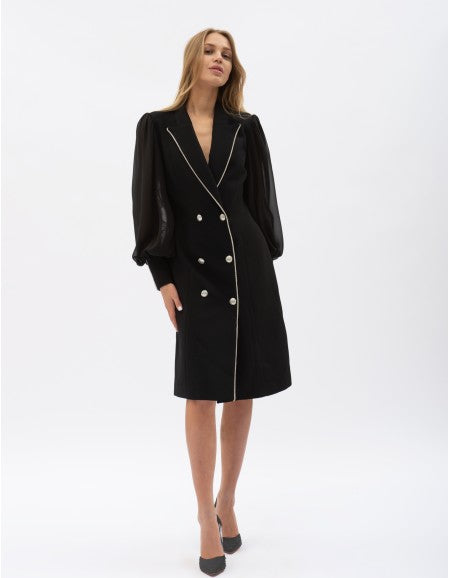 Rochie Midi Tip Sacou La Două Rânduri