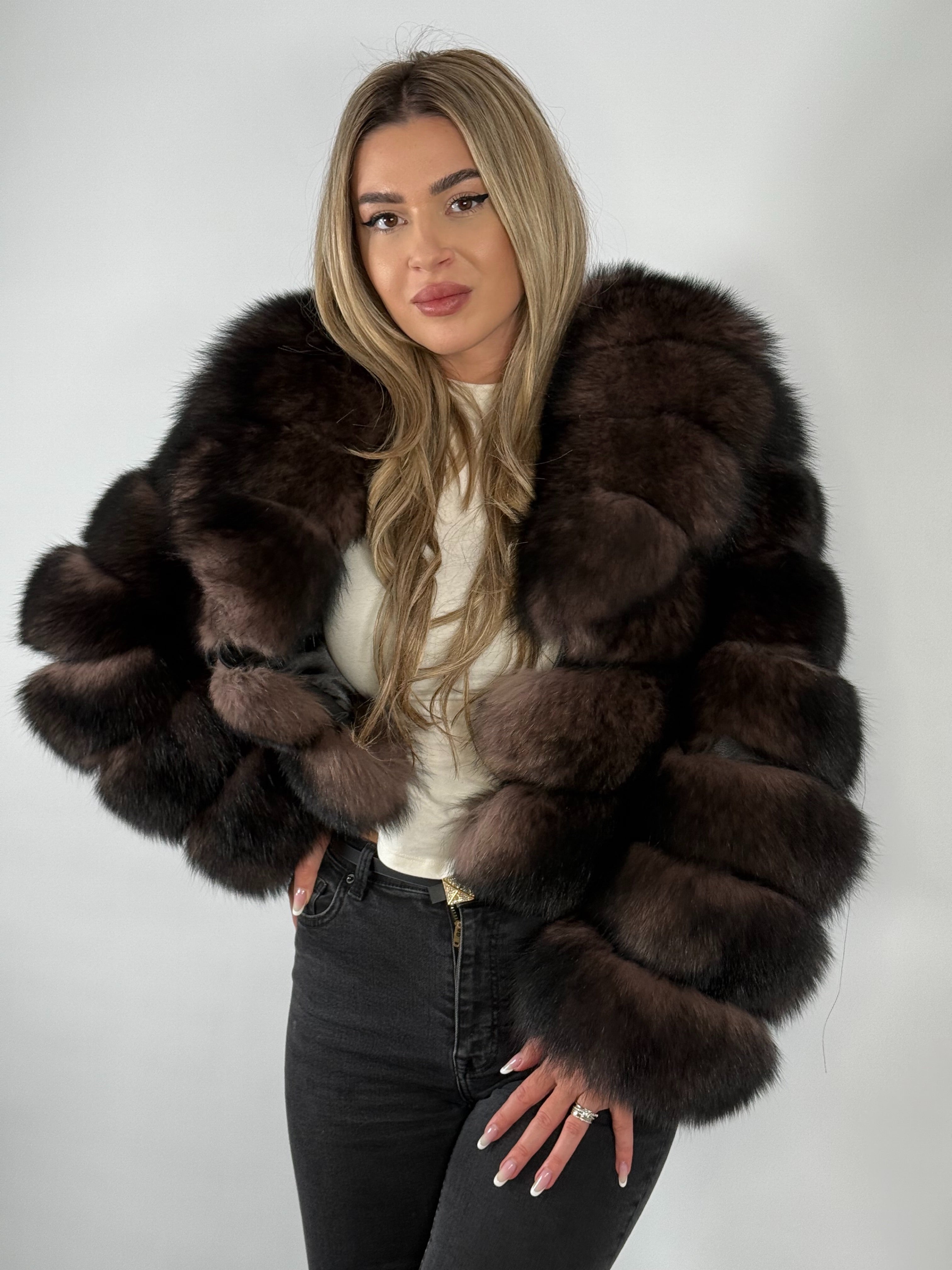 Haină din Blană Naturală de Vulpe – Gold