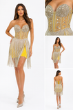 Rochie Scurtă Argintie - galbena