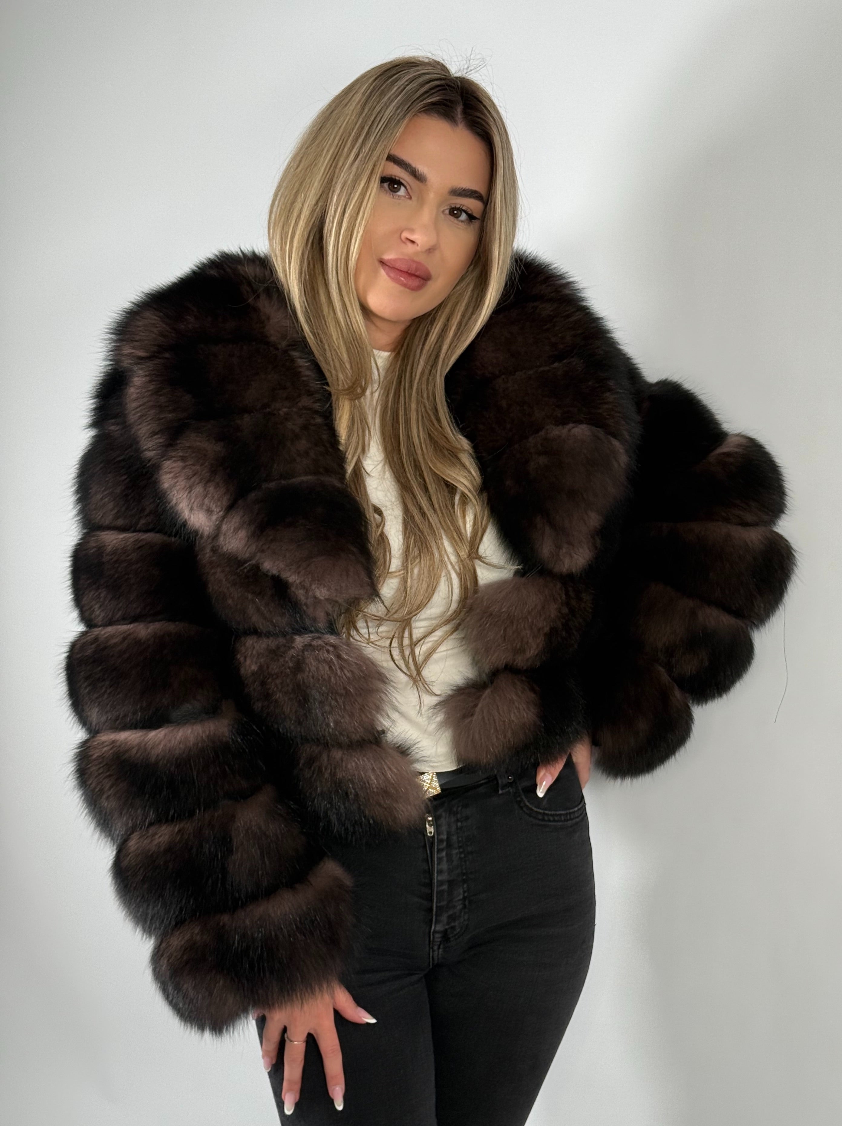 Haină din Blană Naturală de Vulpe – Gold