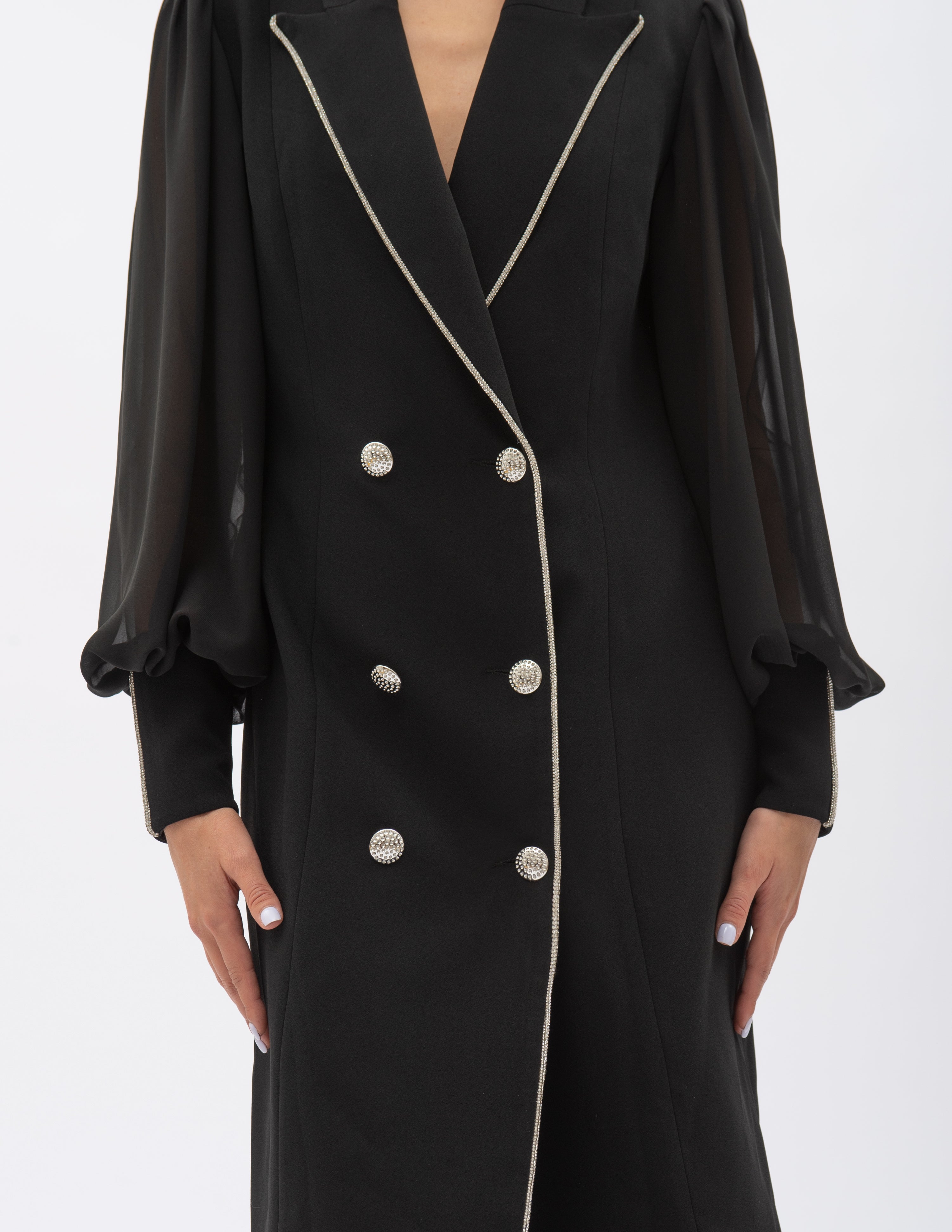 Rochie Midi Tip Sacou La Două Rânduri