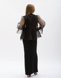 Rochie Lungă Neagră Cu Șal Din Organza