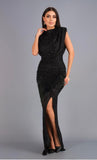 Rochie lungă cu paiete negre
