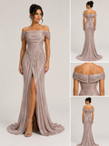 Rochie de seară Roz Pudră cu Drapaje Couture