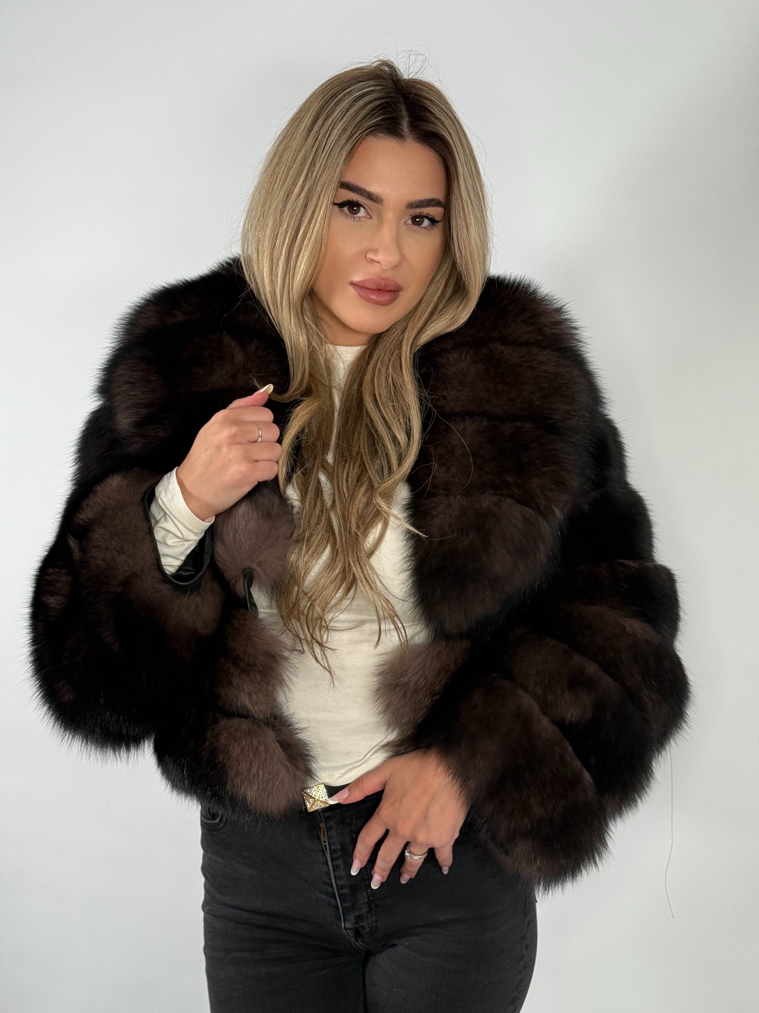 Haină din Blană Naturală de Vulpe – Gold