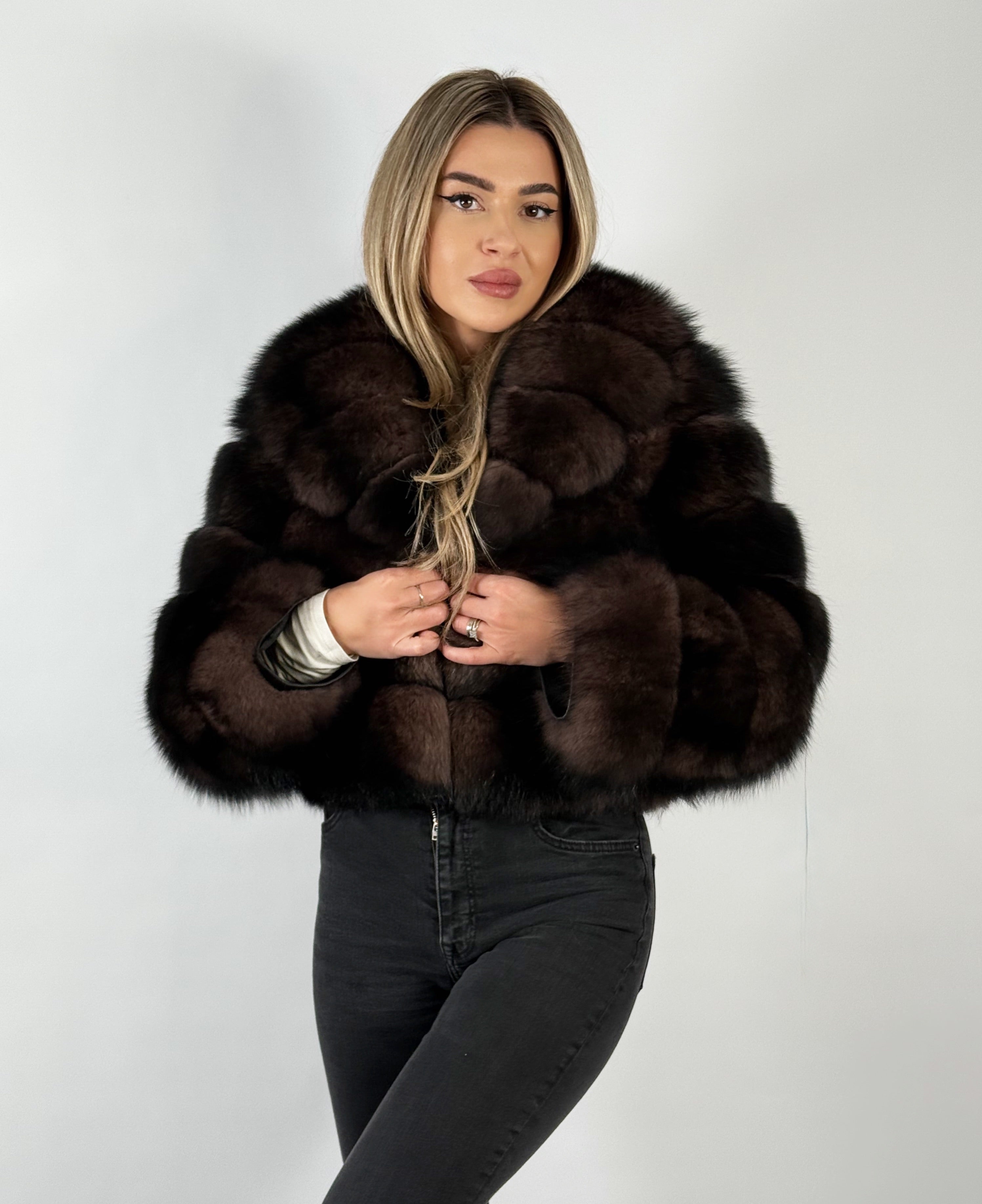 Haină din Blană Naturală de Vulpe – Gold