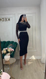 Rochie midi neagră cu perle aplicate manual