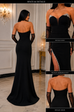 Rochie Elegantă Neagră cu Aplicatii Strălucitoare și Mănuși din Tulle
