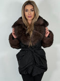 Geacă de damă cu blană naturală de vulpe – guler și manșete detașabile