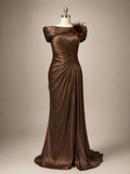 Rochie lungă de seară bronze couture – eleganță sofisticată și design spectaculos