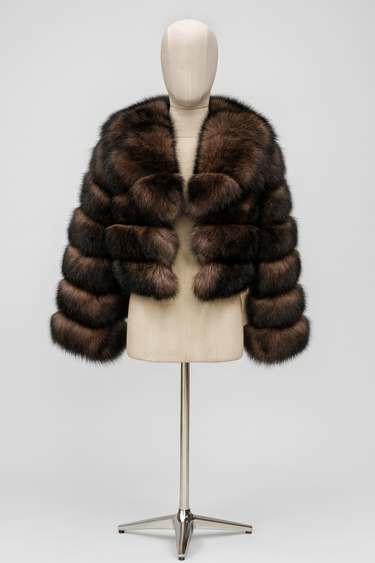 Haină din Blană Naturală de Vulpe – Gold