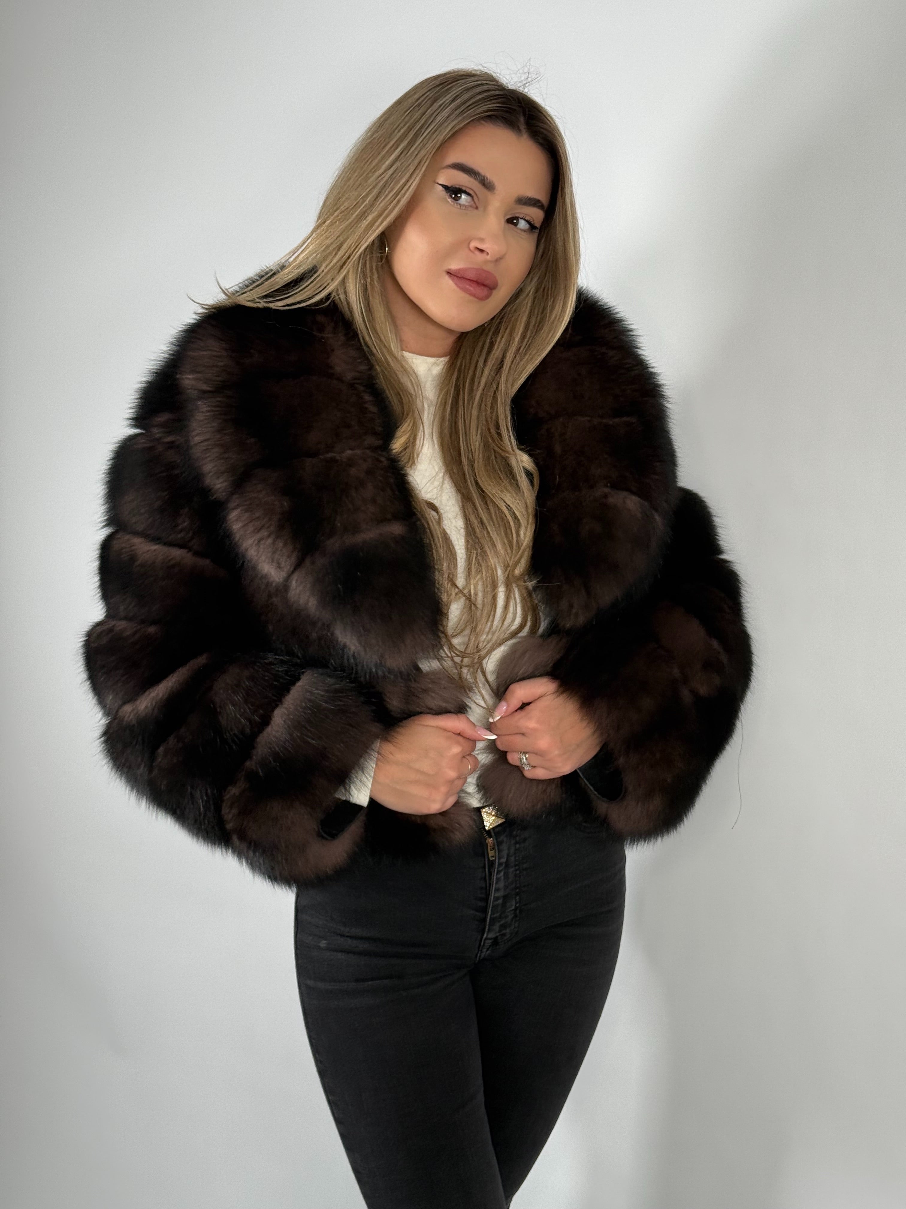 Haină din Blană Naturală de Vulpe – Gold