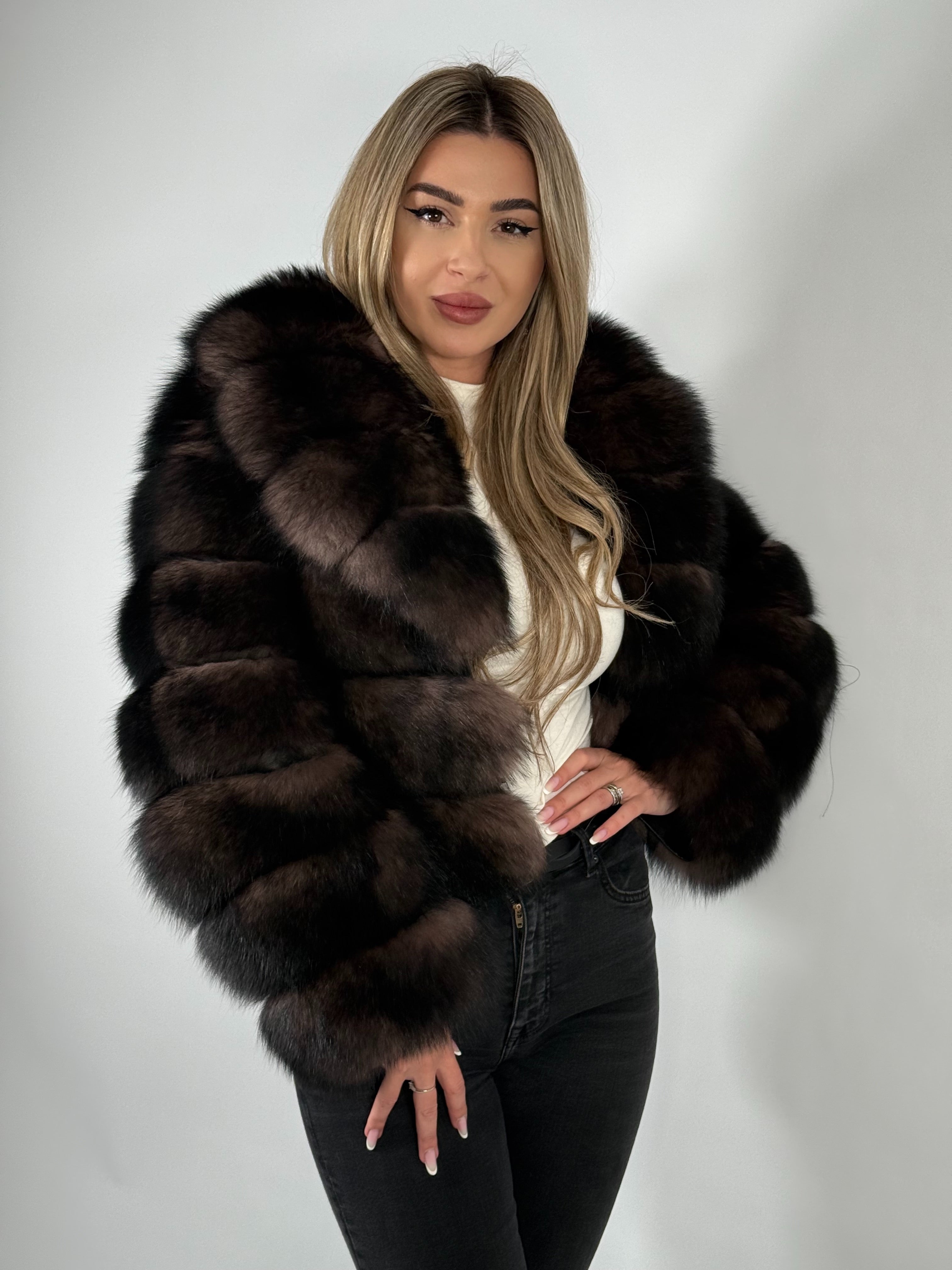 Haină din Blană Naturală de Vulpe – Gold