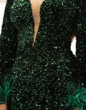 Rochie Midi Verde Din Paiete