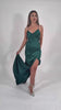 Rochie de seară lungă din satin verde smarald