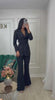Costum elegant negru cu cristale aplicate