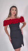 Rochie Neagră Elegantă  Aplicații Florale Roșii