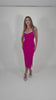 Rochie Fucsia Elegantă cu Bretele Subțiri și Aplicații Strălucitoare